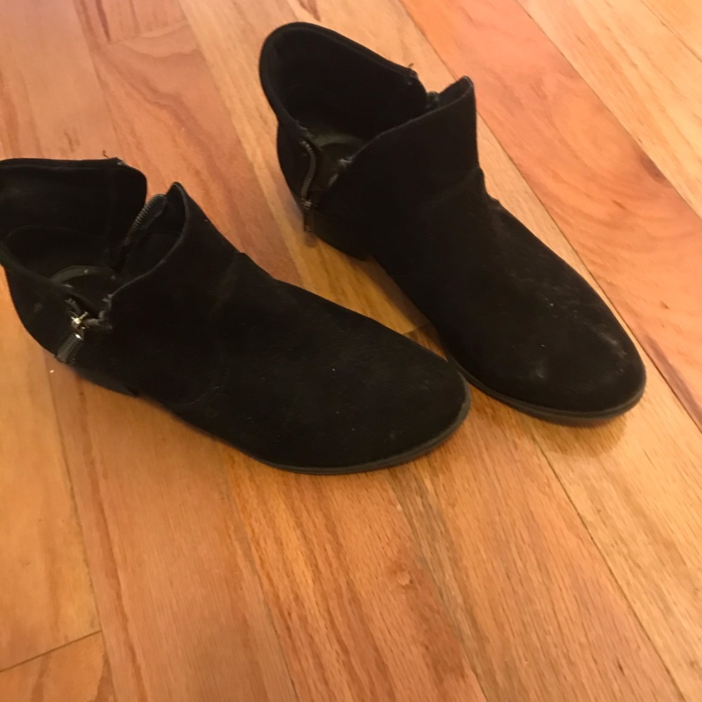 Black Suede double sided zippered  ankle boots